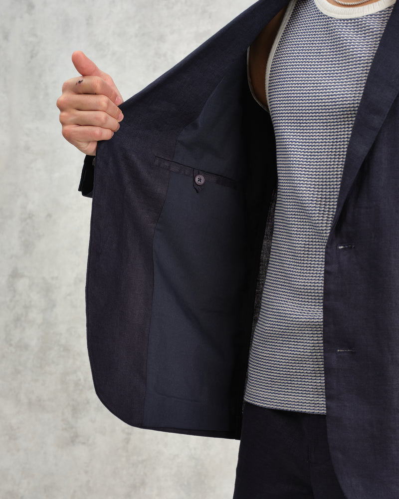 wax london Fintry - Midnight Navy Linen Blazer