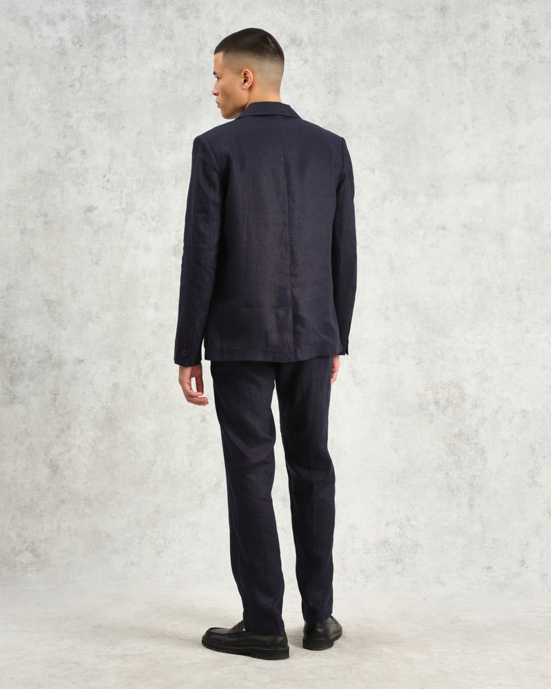 wax london Fintry - Midnight Navy Linen Blazer