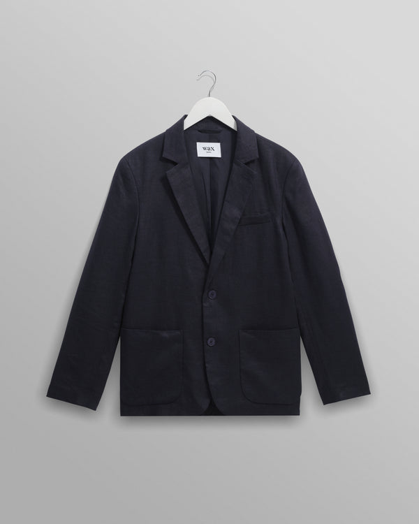 wax london men's Fintry - Midnight Navy Linen Blazer