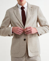 wax london men's Fintry - Natural Linen Single-Breasted Blazer