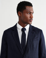 Fintry - Navy Linen Single-Breasted Blazer