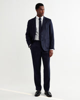 Fintry - Navy Linen Single-Breasted Blazer