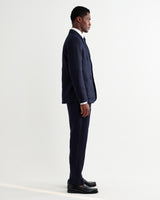 Fintry - Navy Linen Single-Breasted Blazer