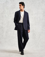 wax london Fintry - Navy Pinstripe Wool Blazer