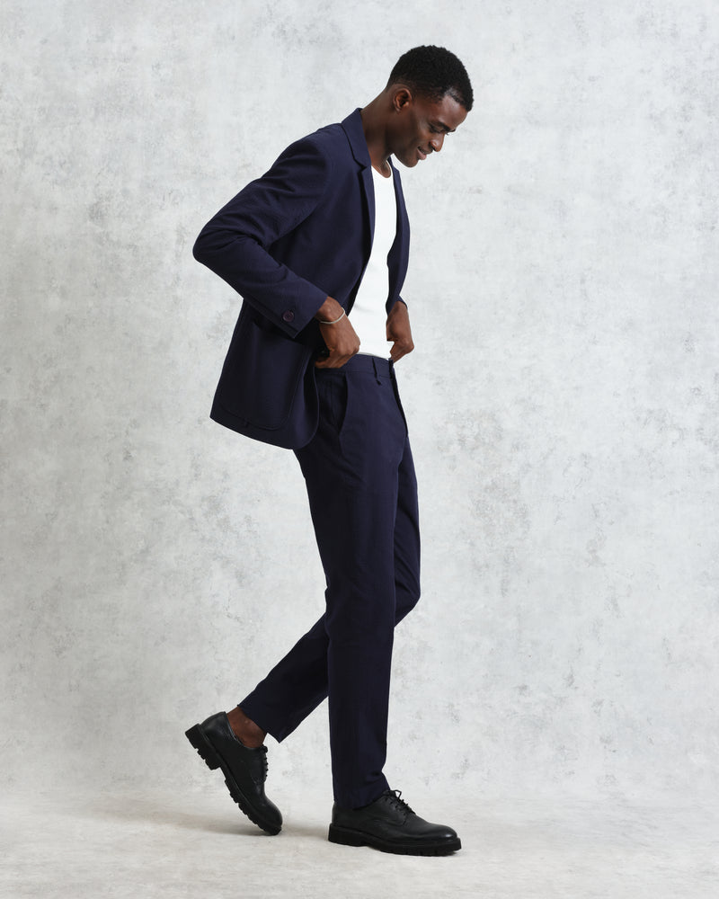 wax london men's Fintry - Navy Seersucker Blazer