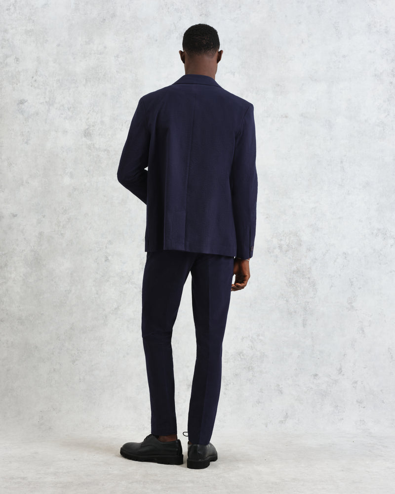 wax london men's Fintry - Navy Seersucker Blazer