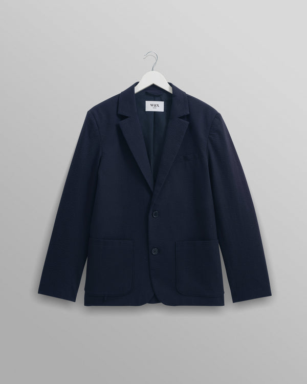 wax london men's Fintry - Navy Seersucker Blazer