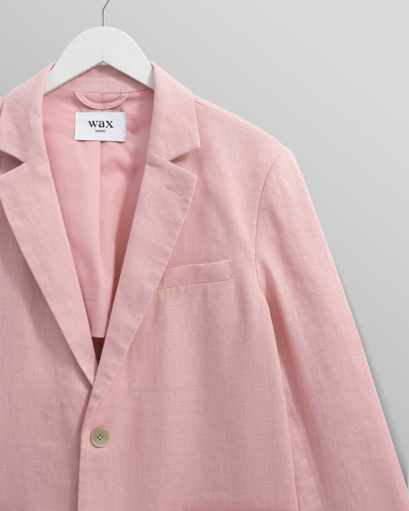 wax london Fintry - Pale Pink Linen Blazer