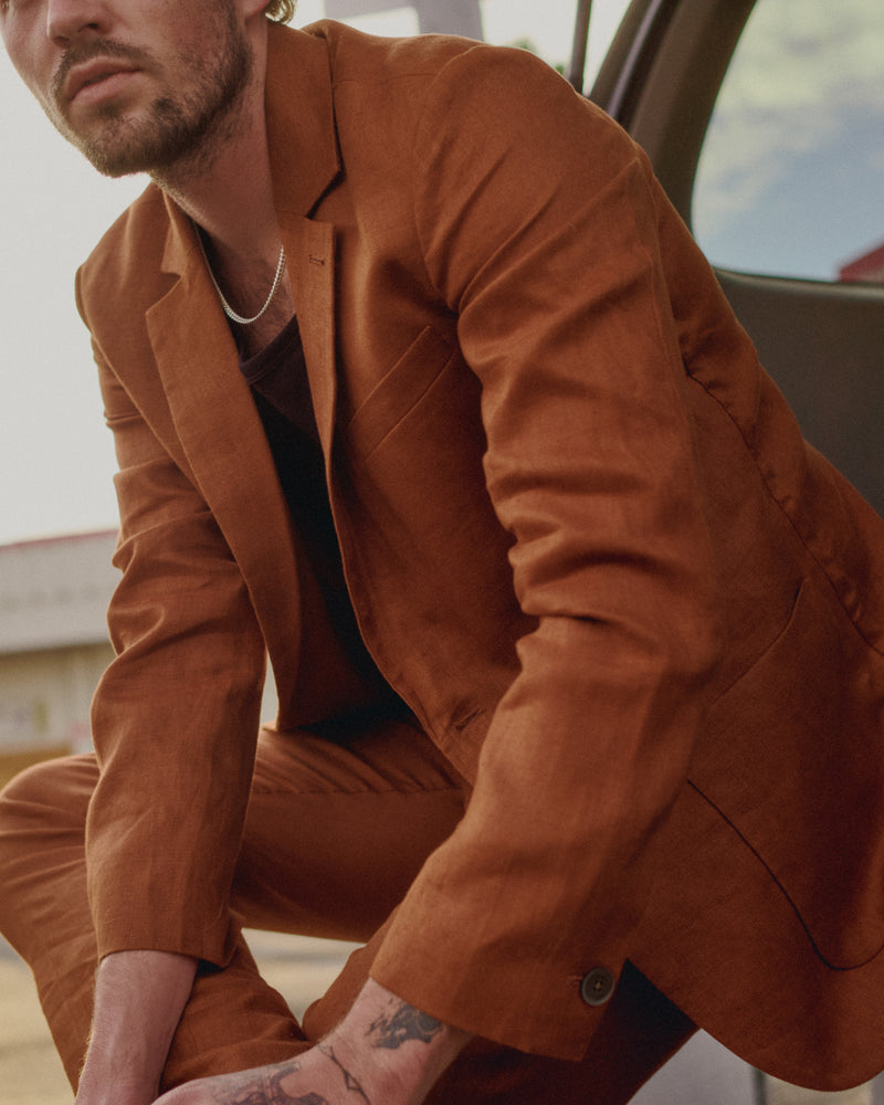 wax london Fintry - Rust Linen Blazer