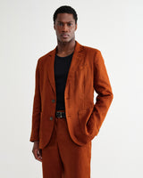 wax london men's Fintry - Rust Linen Single-Breasted Blazer