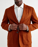 wax london men's Fintry - Rust Linen Single-Breasted Blazer