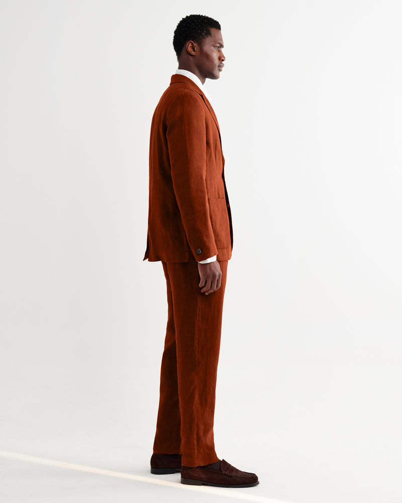 Men's Rust Linen Single-Breasted Blazer | Wax London