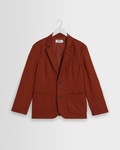 Fintry - Rust Linen Single-Breasted Blazer