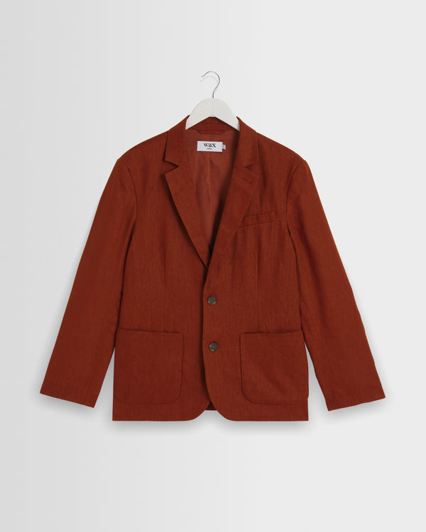 wax london men's Fintry - Rust Linen Single-Breasted Blazer