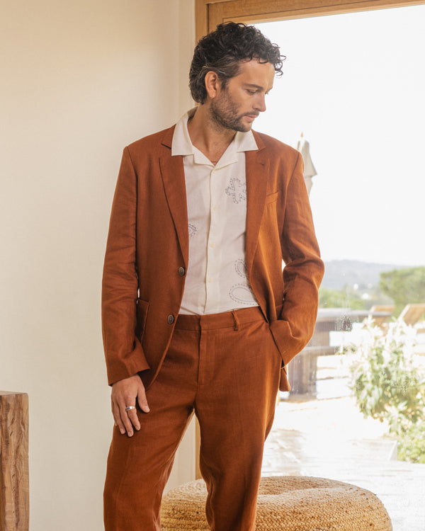 wax london men's Fintry - Rust Linen Blazer