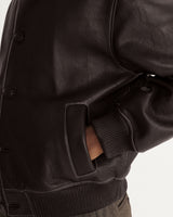 wax london men's Fitzroy - Dark Brown Leather Flight Jacket