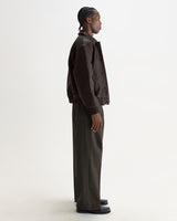 wax london men's Fitzroy - Dark Brown Leather Flight Jacket