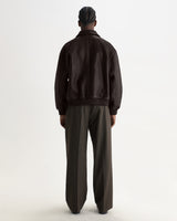 wax london men's Fitzroy - Dark Brown Leather Flight Jacket
