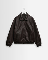 wax london men's Fitzroy - Dark Brown Leather Flight Jacket