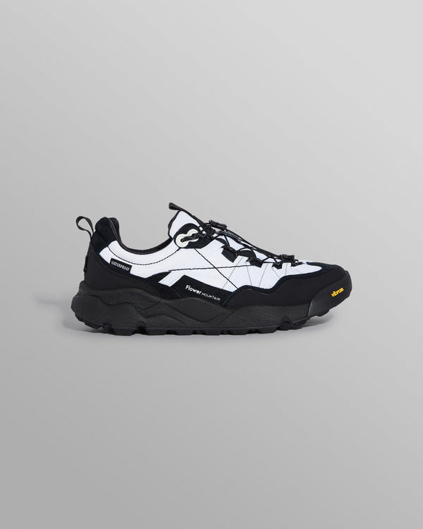 wax london Flower Mountain - Black And White Waterproof Suede And Nylon Trainers