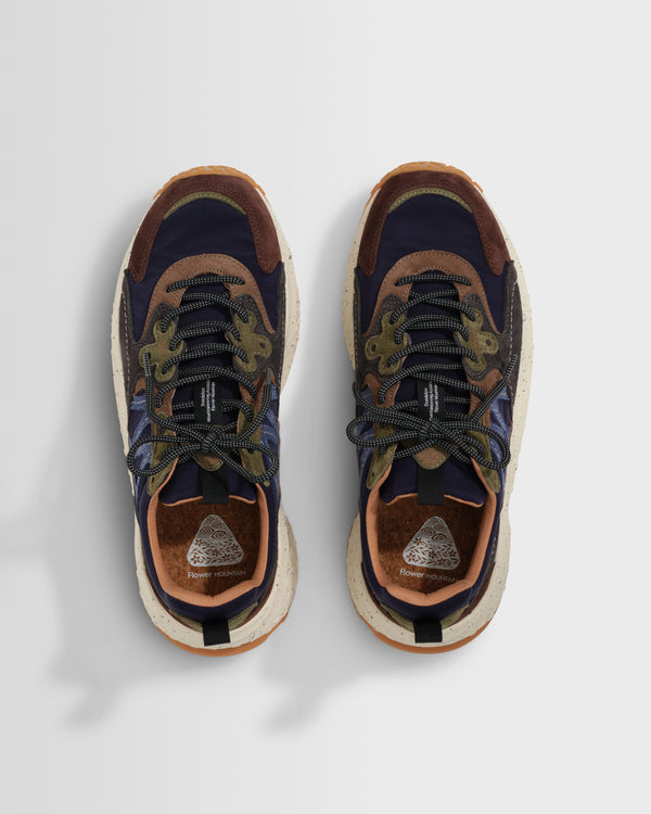 wax london men's Flower Mountain - Brown And Black Suede And Nylon Solin Trainers
