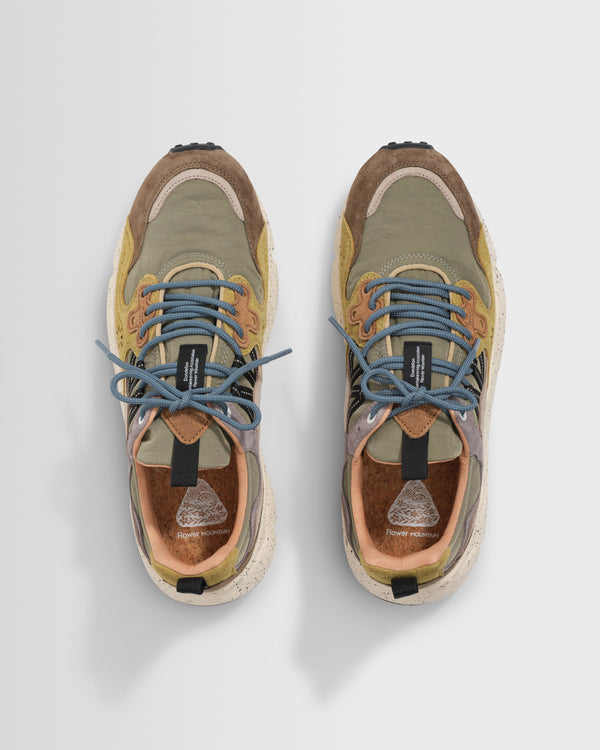 wax london men's Flower Mountain - Brown And Cognac Suede And Nylon Yamano 3 Trainers
