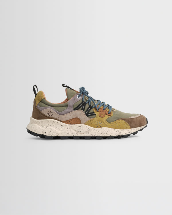 wax london men's Flower Mountain - Brown And Cognac Suede And Nylon Yamano 3 Trainers