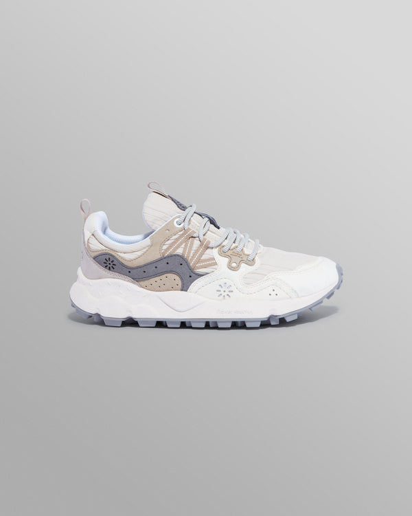 wax london men's Flower Mountain - Cream Suede And Technical Fabric Trainers