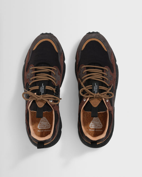 wax london men's Flower Mountain - Dark Grey And Dark Brown Suede And Nylon Yamano 3 Trainers