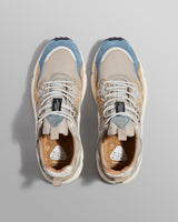 wax london Flower Mountain - Grey And Blue Suede And Nylon-Ripstop Trainers