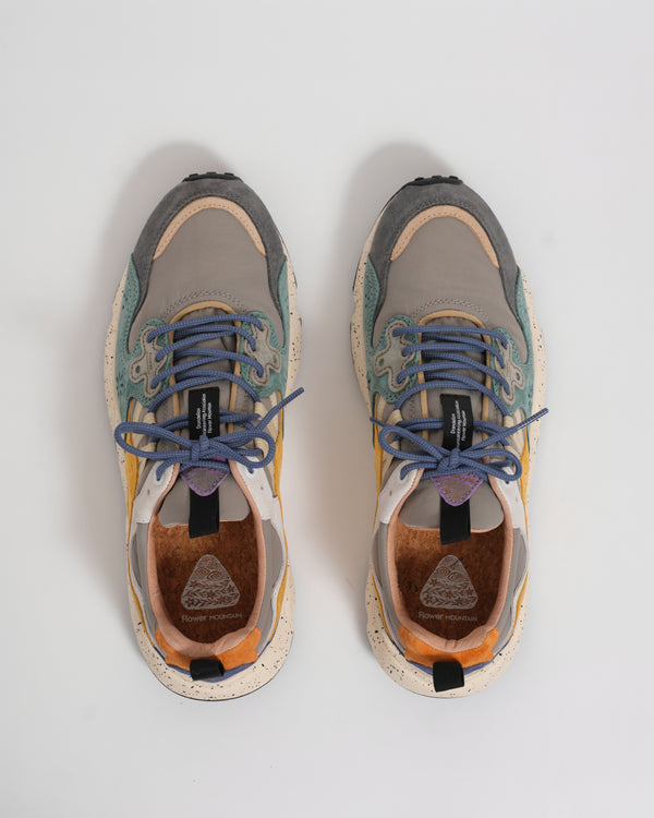 wax london men's Flower Mountain - Grey Green Suede And Nylon Yamano 3 Trainers