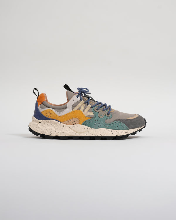 wax london men's Flower Mountain - Grey Green Suede And Nylon Yamano 3 Trainers