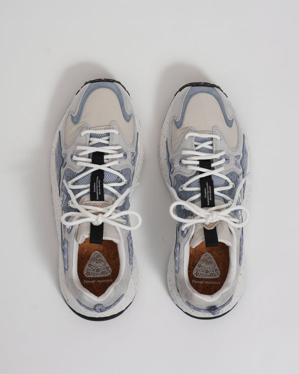 wax london men's Flower Mountain - Grey Light Blue Suede And Nylon Yamabushi Trainers