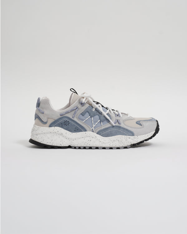 wax london men's Flower Mountain - Grey Light Blue Suede And Nylon Yamabushi Trainers