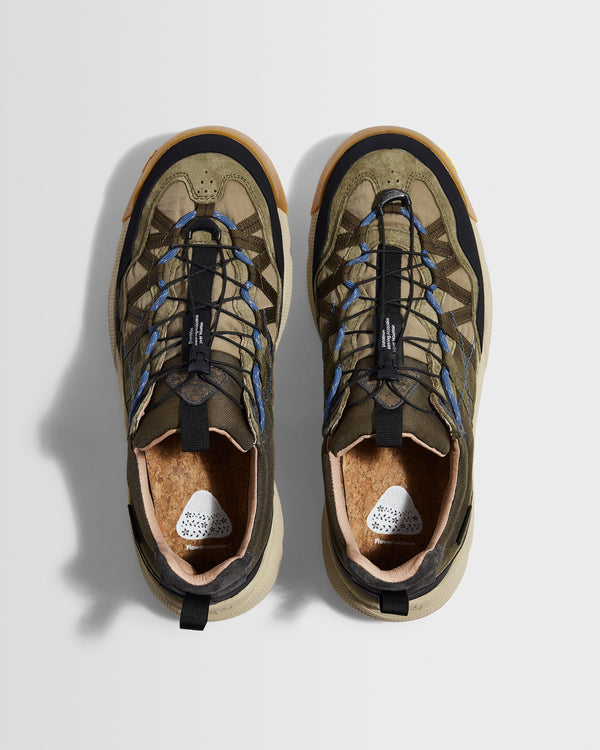 wax london men's Flower Mountain IWANO 2 - Khaki And Black Waterproof Eco Suede And Nylon Trainers