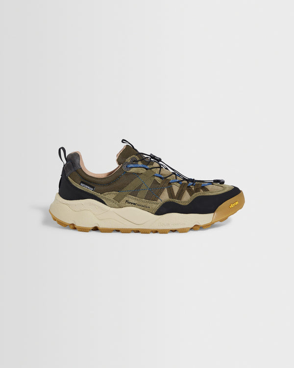 wax london men's Flower Mountain IWANO 2 - Khaki And Black Waterproof Eco Suede And Nylon Trainers