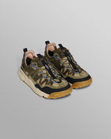 wax london Flower Mountain - Khaki And Black Waterproof Suede And Nylon Trainers