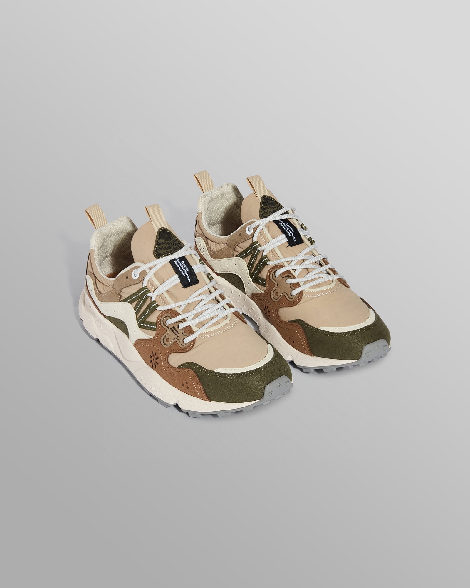 Men's Khaki And Tan Suede And Nylon Trainers | Wax London