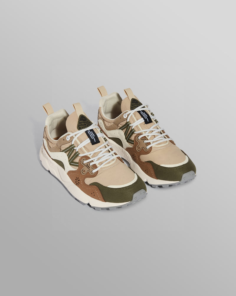 wax london Flower Mountain - Khaki And Tan Suede And Nylon Trainers