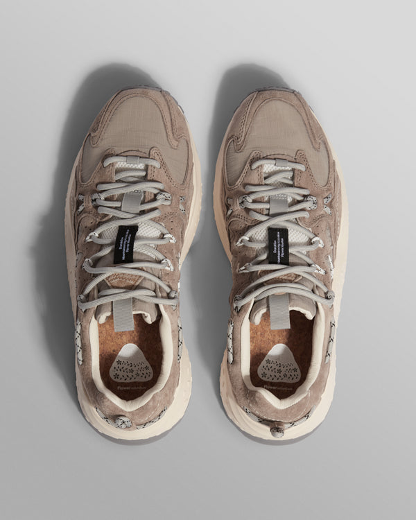 wax london men's Flower Mountain YAMABUSHI - Light Grey Suede And Nylon Trainers