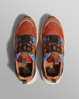 wax london men's Flower Mountain YAMANO 3 - Warm Coral And Deep Blue Suede And Nylon Trainers