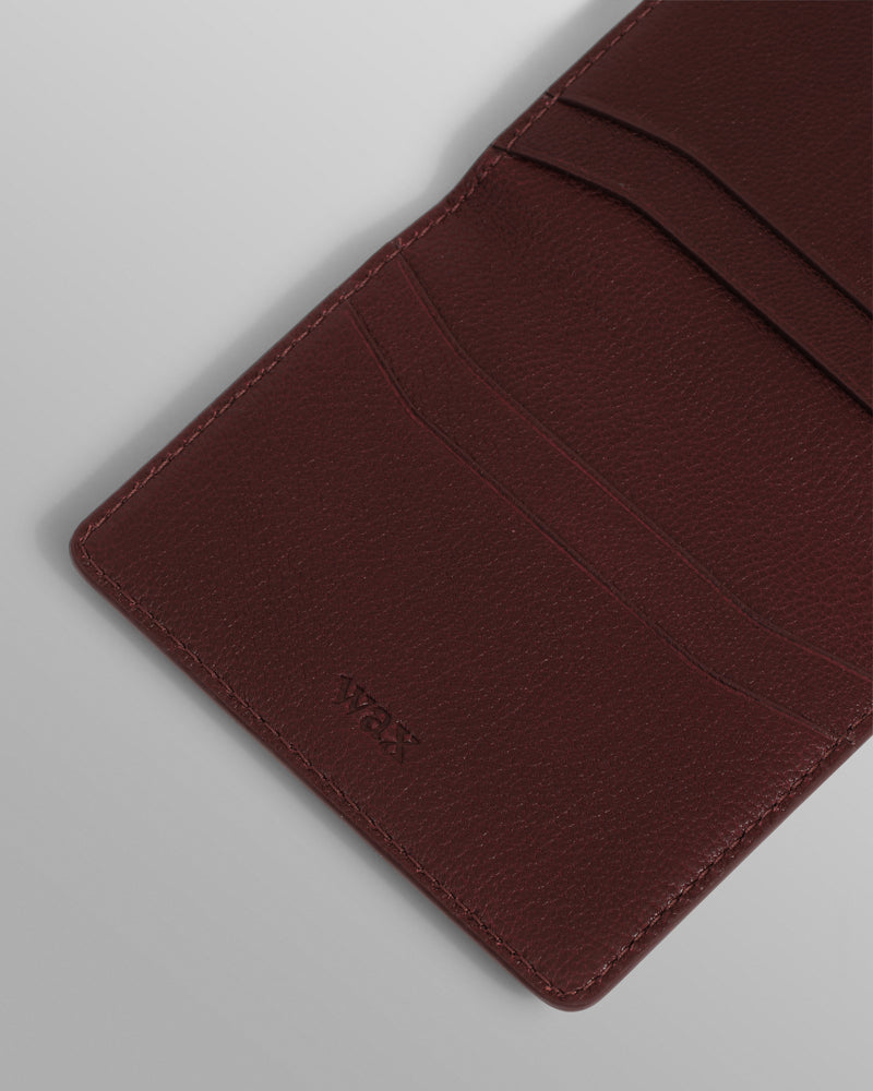 wax london men's Forbe - Cherry Retro Grain Leather Cardholder