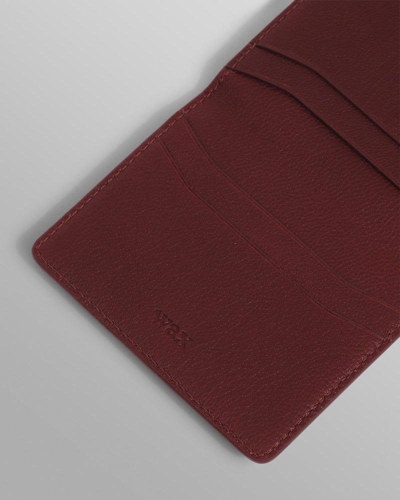 wax london men's Forbe - Cherry Retro Grain Leather Cardholder