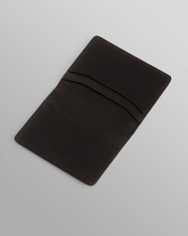 wax london men's Forbe - Dark Brown Retro Grain Leather Cardholder