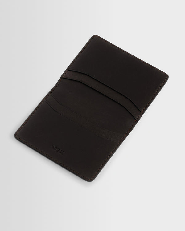 wax london men's Forbe - Dark Brown Retro Grain Leather Cardholder