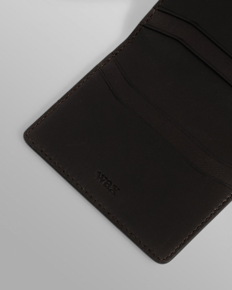 wax london men's Forbe - Dark Brown Retro Grain Leather Cardholder