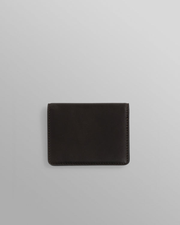wax london men's Forbe - Dark Brown Retro Grain Leather Cardholder