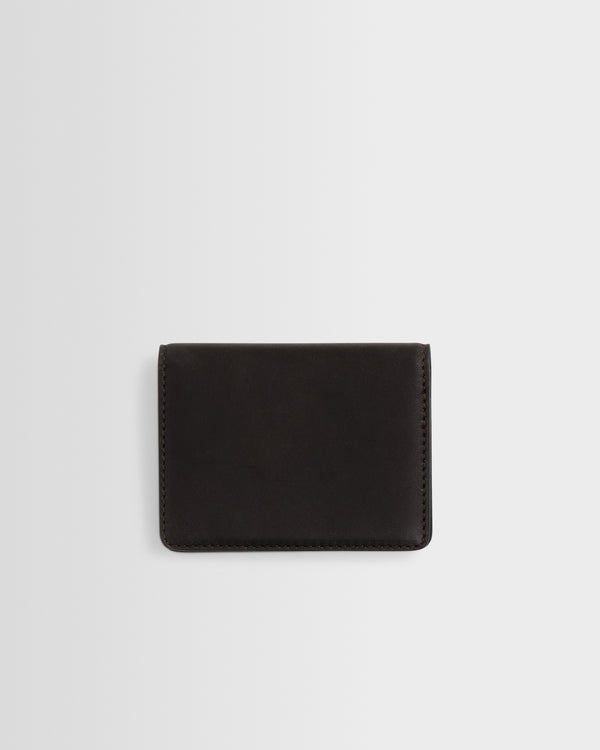 wax london men's Forbe - Dark Brown Retro Grain Leather Cardholder