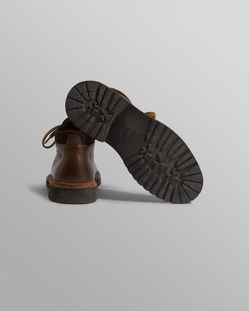 wax london men's Fracap - Brown Pebbled Calf Leather M128 Boots