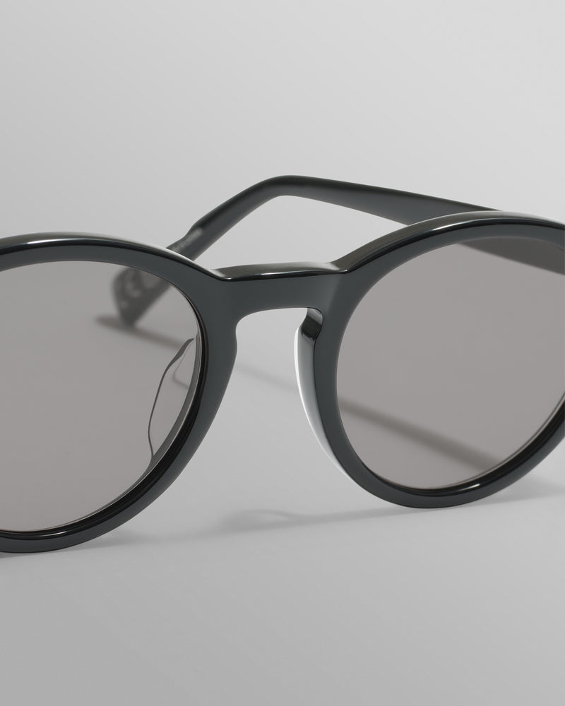 wax london Fulham - Black Acetate Round Sunglasses